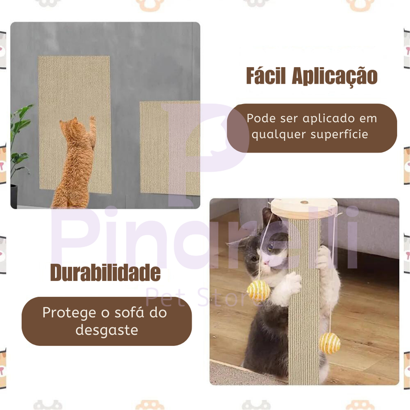 Arranhador Autodesivo para Gatos – Protege Sofás e Carpetes – Superfície Resistente a Arranhões