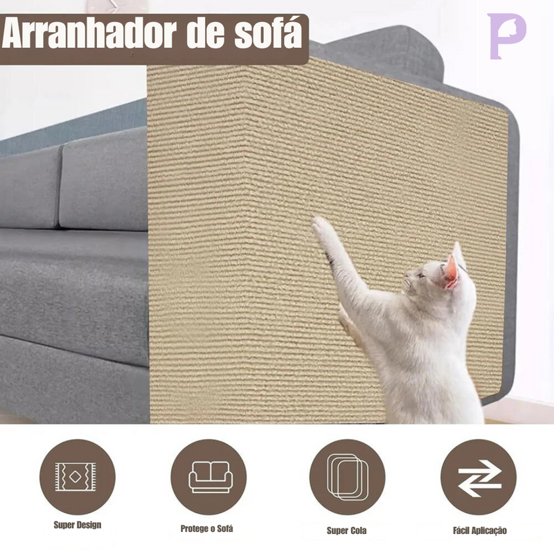 Arranhador Autodesivo para Gatos – Protege Sofás e Carpetes – Superfície Resistente a Arranhões